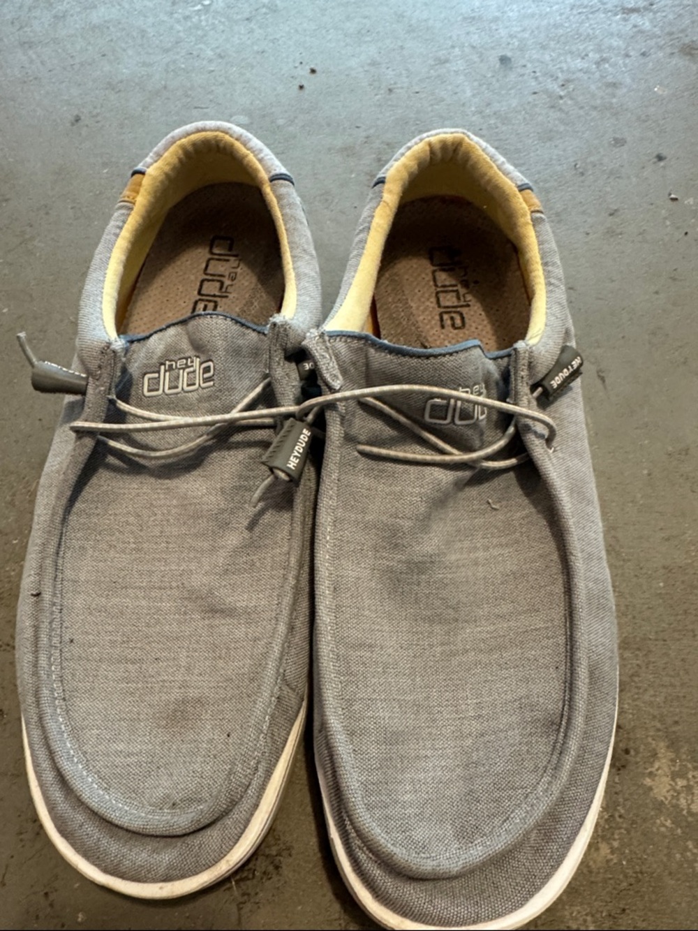 Hey Dude Men's Canvas Slip-On Loafers in Grey with Tan Lining